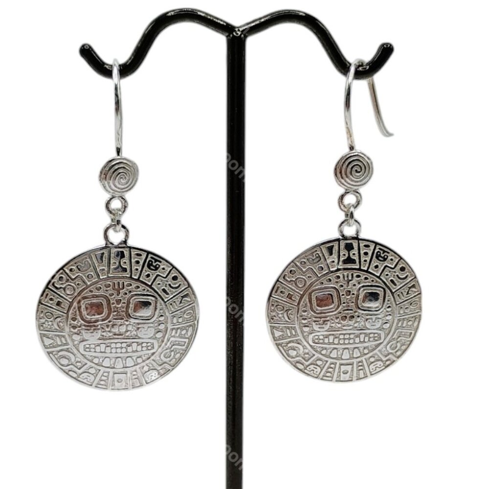 950 Silver Earrings, Peruvian Handcrafted Inca Ca… - image 4